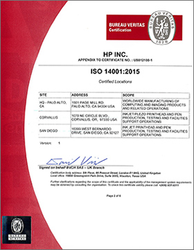 ISO14001認証取得証明書2 英語版