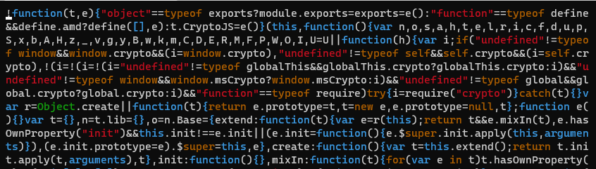 最小化されたJavaScript CryptoJSライブラリ