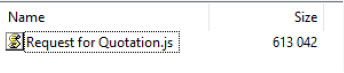 見積もりフォームを装った悪意のある JavaScriptファイル