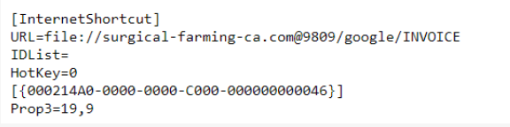 リモートWebサーバーにホストされている悪意のあるSMBファイル共有を読み込むURLショートカットファイル
