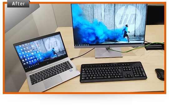 革新 広々ワークスペースで快適さ 生産性爆増 日本hp