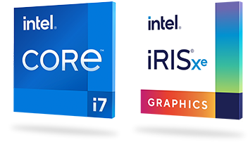イ﻿ン﻿テ﻿ル﻿® Core™ i7 プ﻿ロセ﻿ッサ﻿ーおよびイ﻿ン﻿テ﻿ル﻿® Iris® Xᵉ グラフィ﻿ックスのバ﻿ッジ
