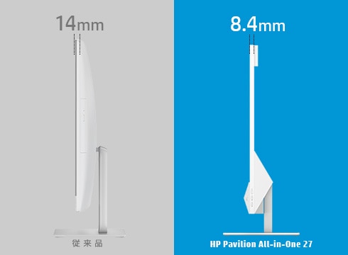 HP Pavilion All-in-One 27 液晶一体型でありながら、厚さわずか8.4mmの薄型パネルを採用