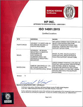ISO14001認証取得証明書3 英語版