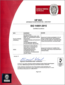 ISO14001認証取得証明書6 英語版