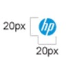 HPロゴをデジタルに使用する場合、最小サイズは20 x 20ピクセルまたは72dpiです。