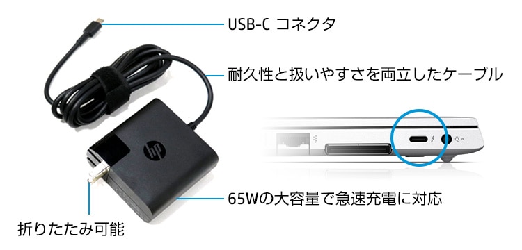 USB-C対応のACアダプタ