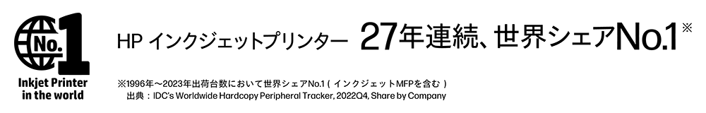 世界インクジェットプリンター 27年連続 世界シェアNo.1