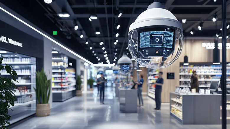 最新のAI搭載セキュリティシステムを導入した小売店舗のイメージ(画像:筆者作成)