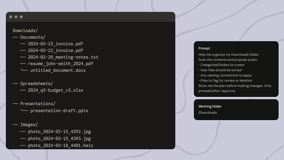 ローカルファイルに触れる業務で、Desktopの価値が立ち上がる　出典：Claude公式「The AI for problem solvers」 / 「Download Claude」より