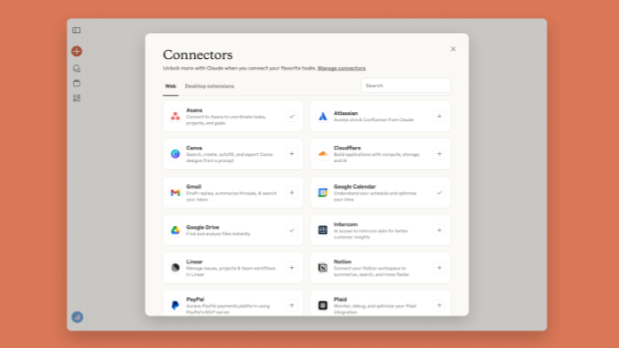 WebとDesktop Extensionsの差は、接続先と権限 　出典：Claude公式「Discover tools that work with Claude」