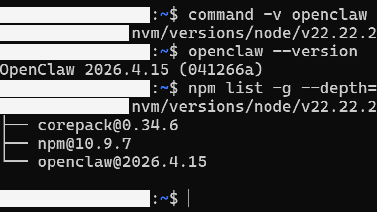 WSL2 上で OpenClaw の CLI導入と動作確認を行った状態（画像：筆者環境で実機確認）
