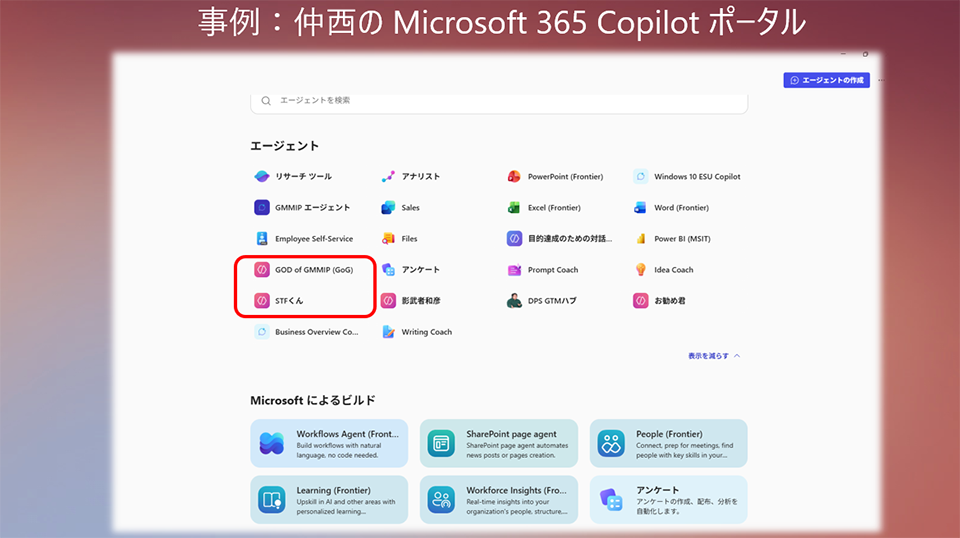 事例：仲西のMicrosoft 365 Copilot ポータル
