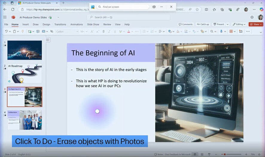 Windowsキー＋右クリックで「Click to Do（クリックして実行）」が作動し、AIが認識した要素がハイライトされる