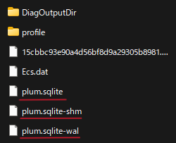 事前にバックアップしていた「plum.sqlite」「plum.sqlite-shm」「plum.sqlite-wal」の3ファイルがあれば、同じフォルダ内の現在の同名ファイルとまとめて置き換える